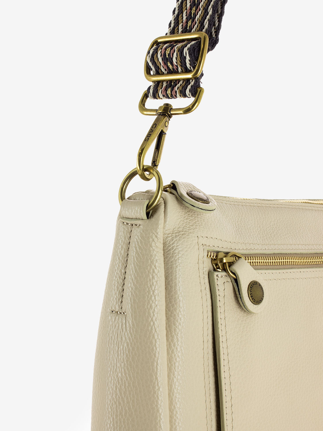 Polly L shoulder bag in gold / ecru leather