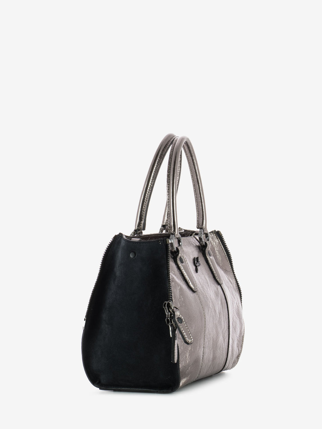 Borsa shopping Ivette S in pelle laminata nocino