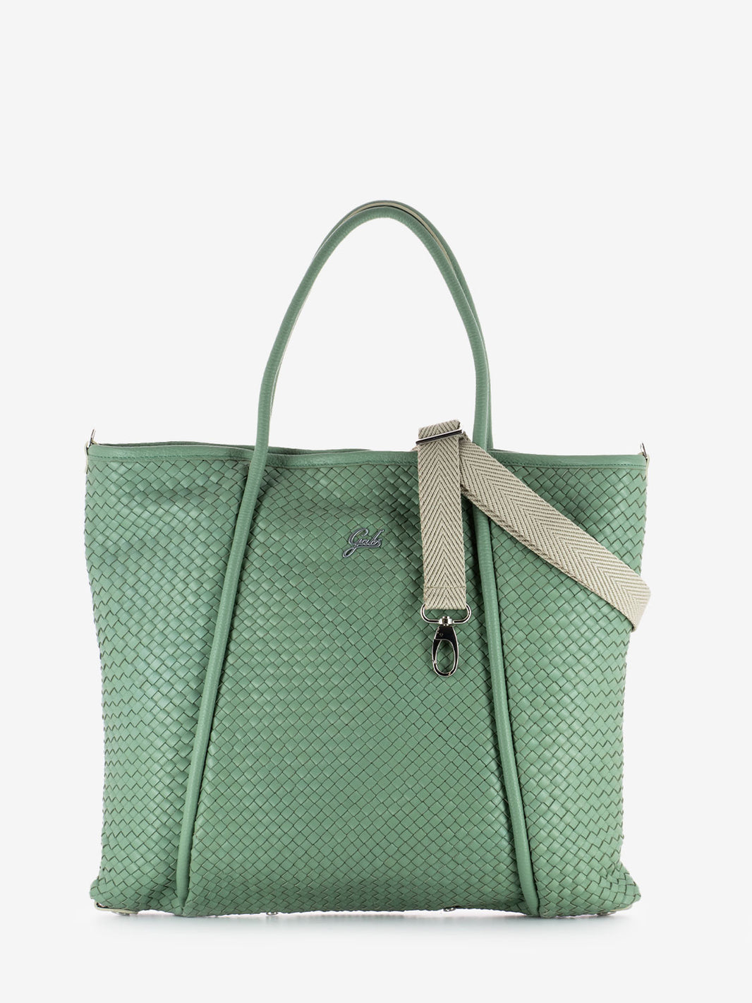 Lydia L intreccio shiny silver tea verde