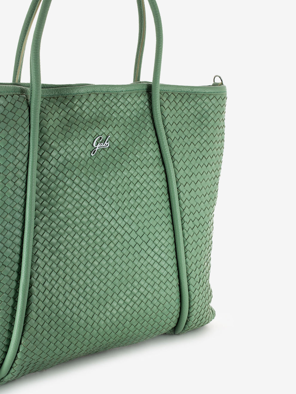 Lydia L shiny silver tea green braid
