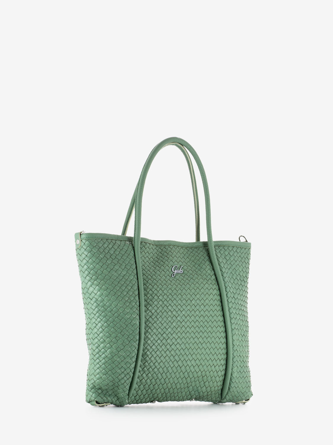 Lydia M shiny silver tea green weave