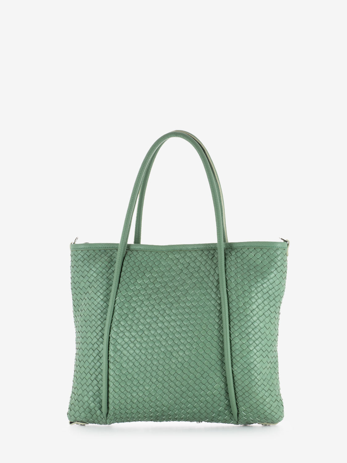 Lydia M shiny silver tea green weave