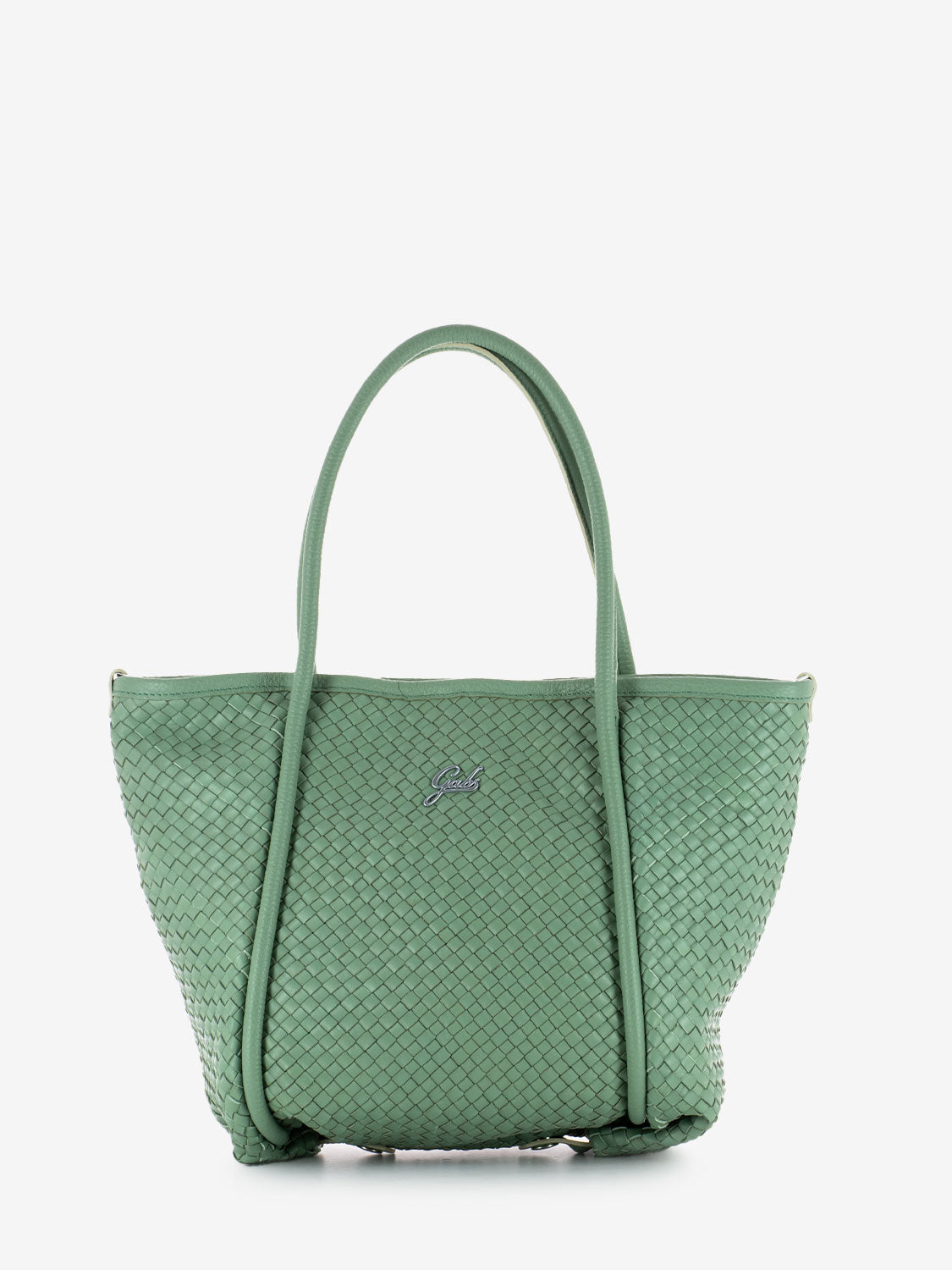 Lydia M shiny silver tea green weave