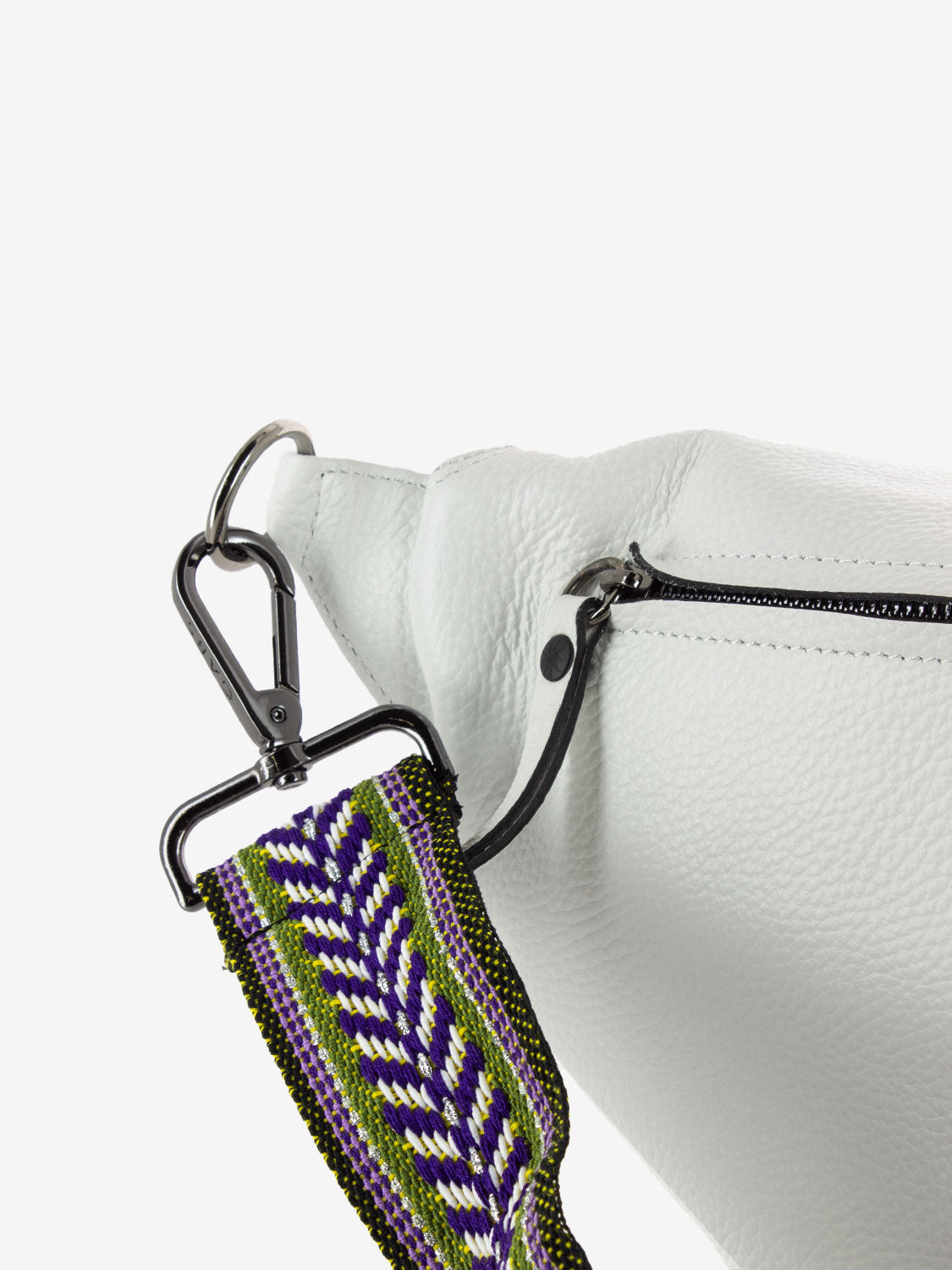Orlanda bum bag with white fabric shoulder strap