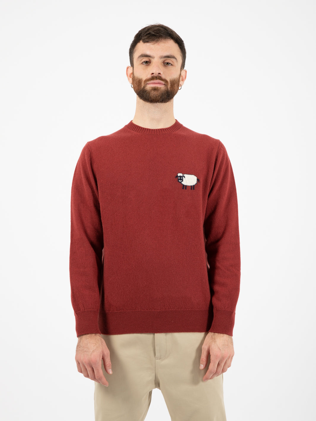 Maglione Arnold girocollo con ricamo bordeaux