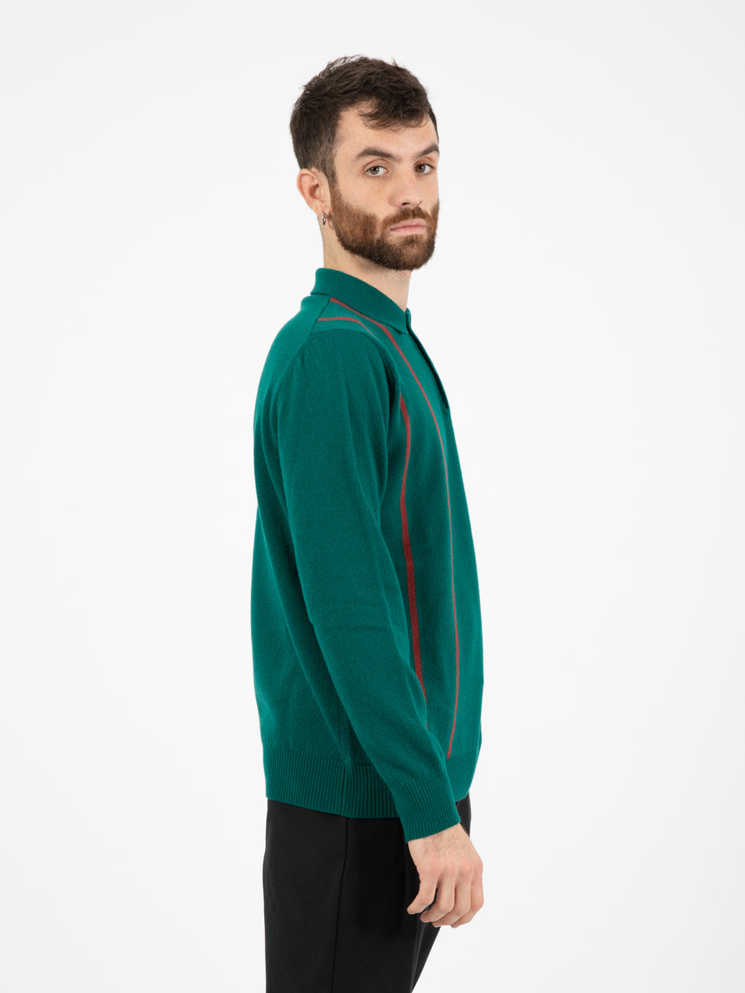 Polo Chris in lana con righe verde