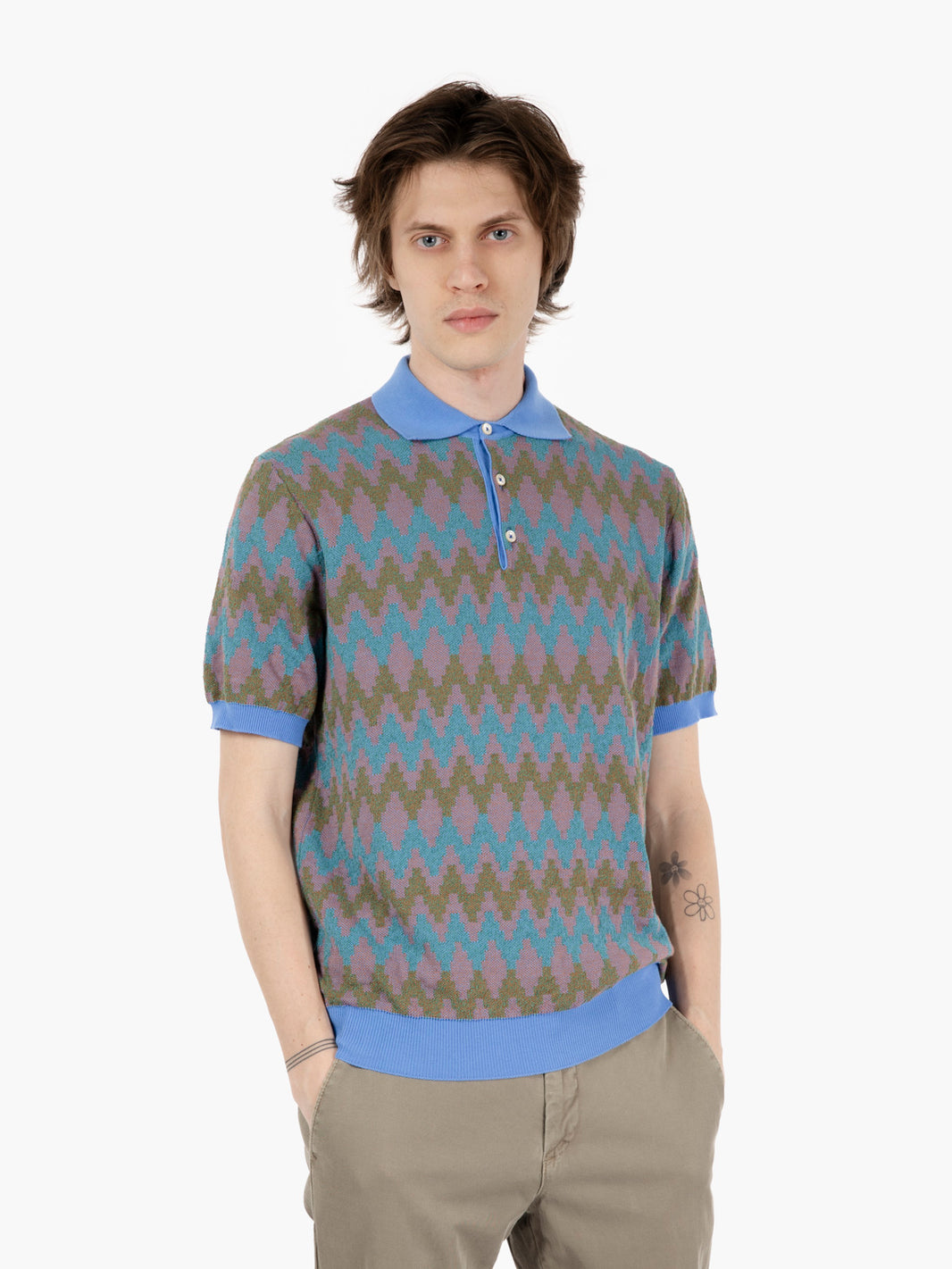 Polo in maglia Coleman verde / viola