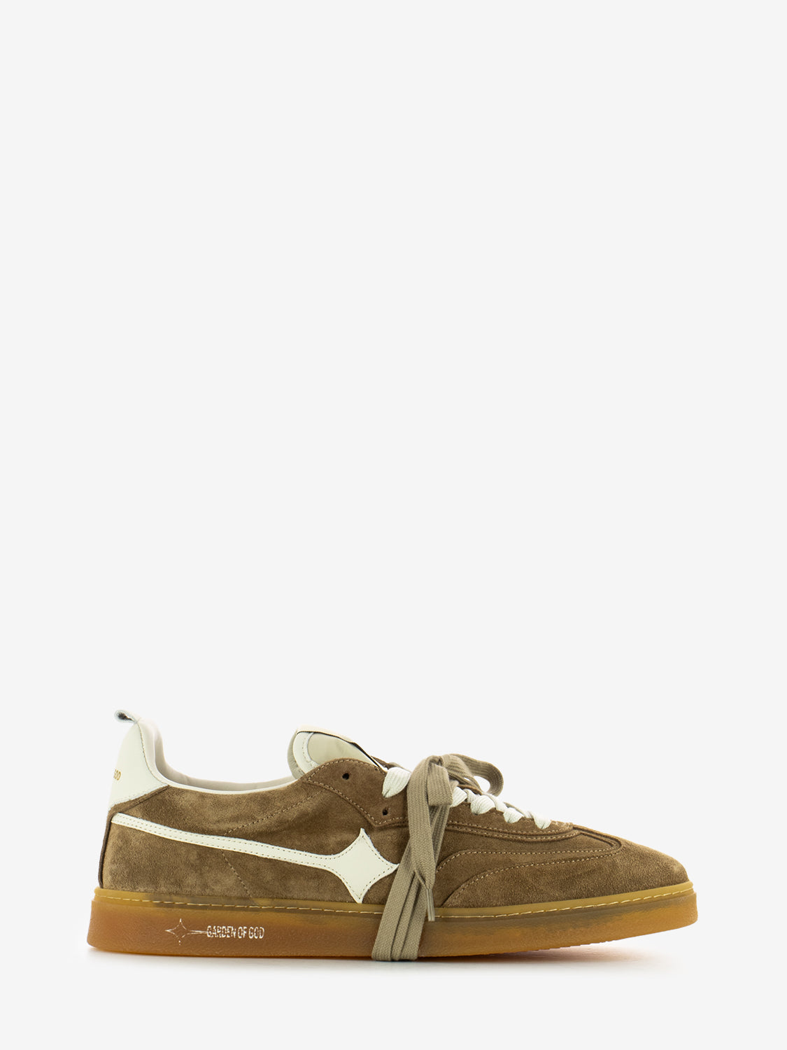Sneakers in dark beige earth suede