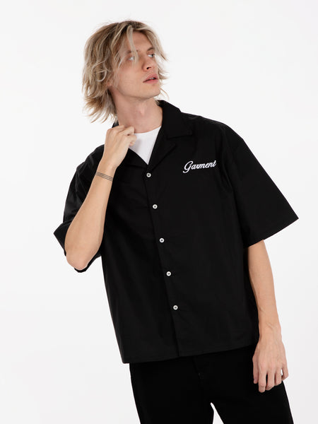 Camicia bowling popeline embroided chaos black