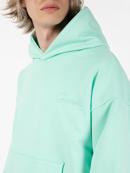 Double Layer embro hoodie viridian green