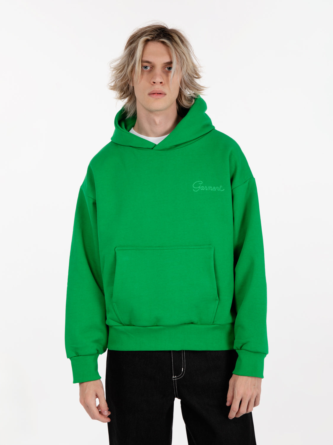 Double layer emerald green hoodie