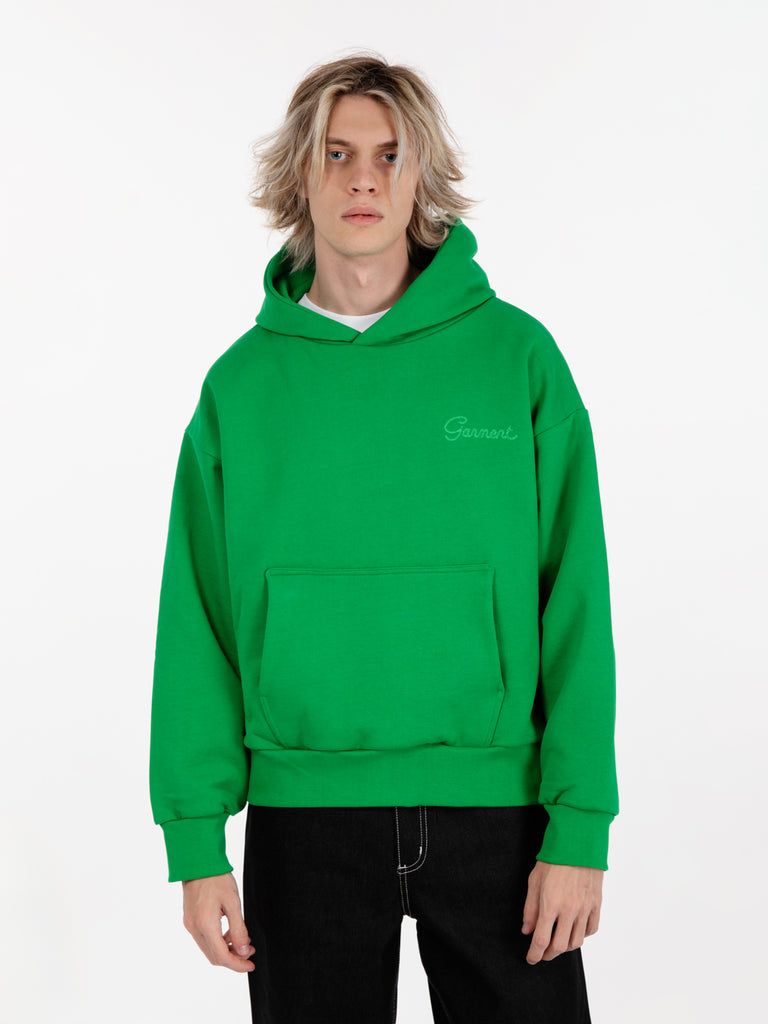 GARMENT WORKSHOP - Double layer hoodie verde smeraldo