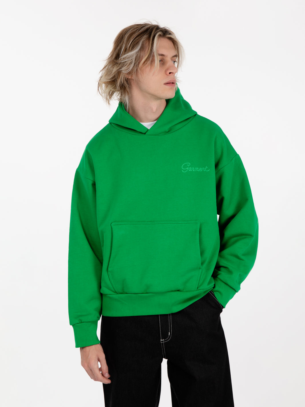 Double layer hoodie verde smeraldo
