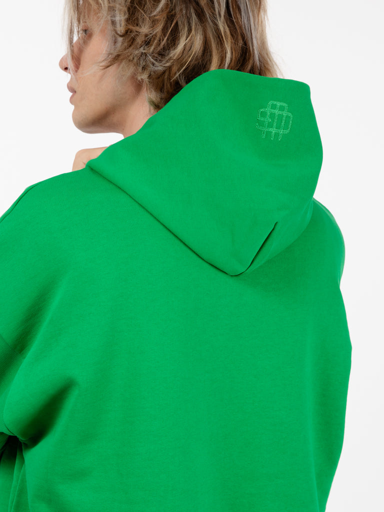 GARMENT WORKSHOP - Double layer hoodie verde smeraldo
