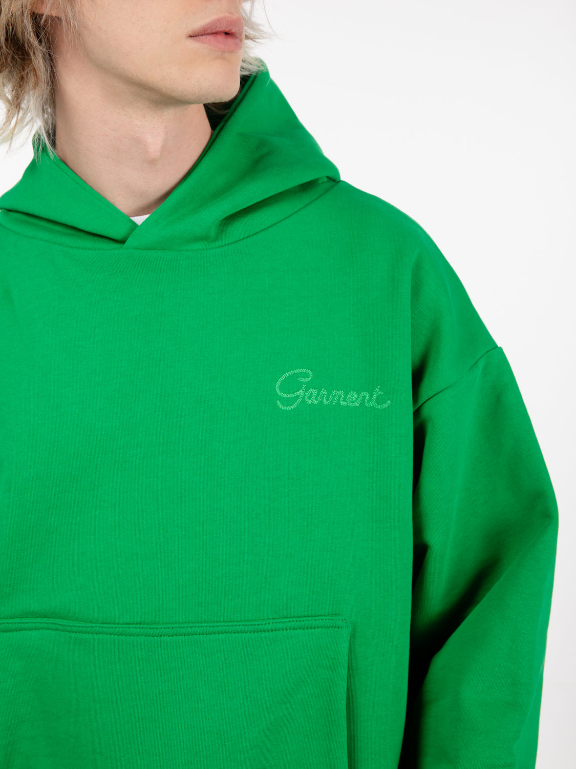 Double layer emerald green hoodie
