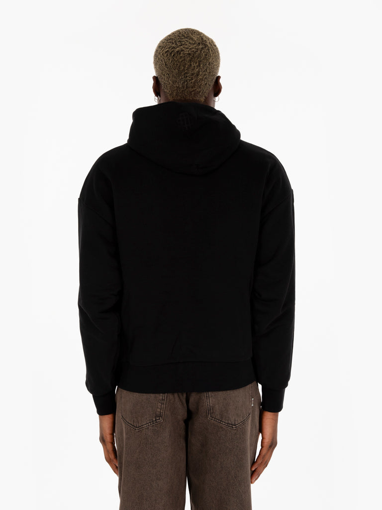 GARMENT WORKSHOP - Double layer hoodie with double embroidery chaos black