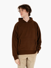 Double layer hoodie with double embroidery mocha brown