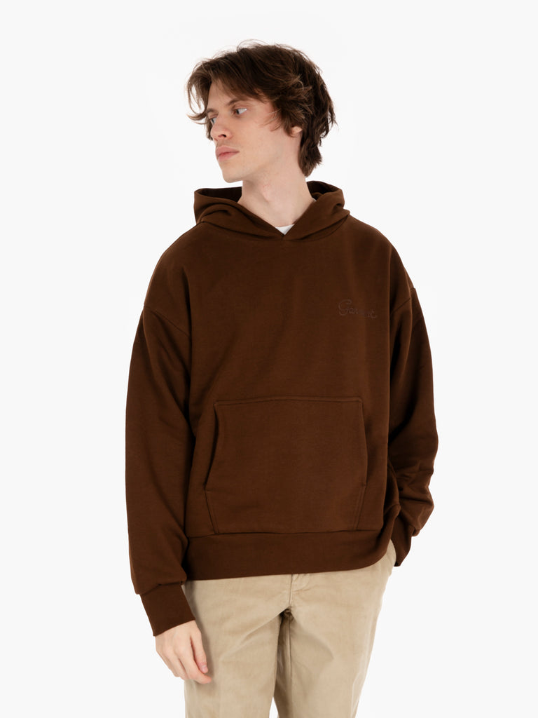 GARMENT WORKSHOP - Double layer hoodie with double embroidery mocha brown