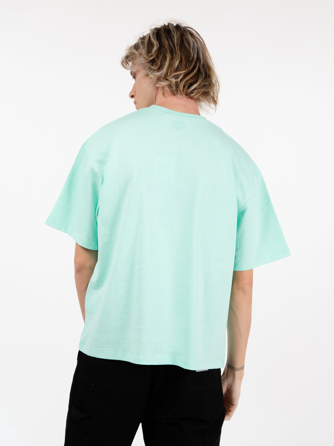 Embroidered basic tee viridian green