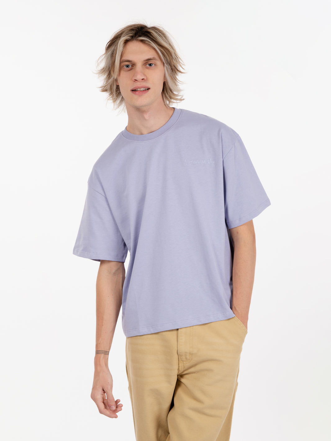 Embroidered basic tee vision purple