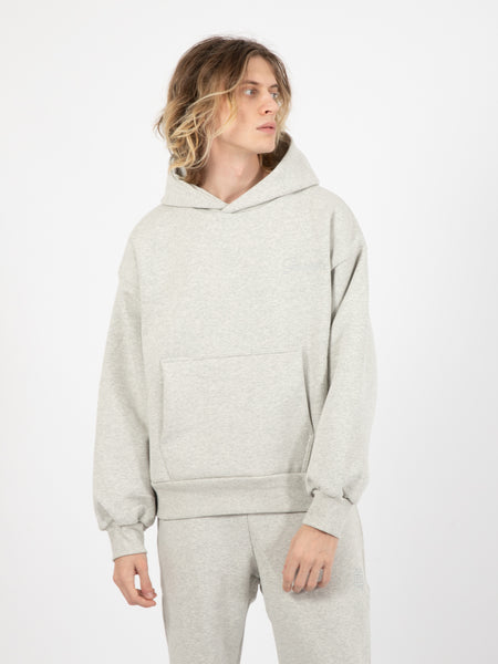 Fleece boxy fit hoodie heather grey