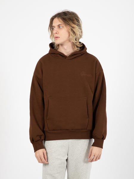 Fleece boxy fit hoodie mocha brown