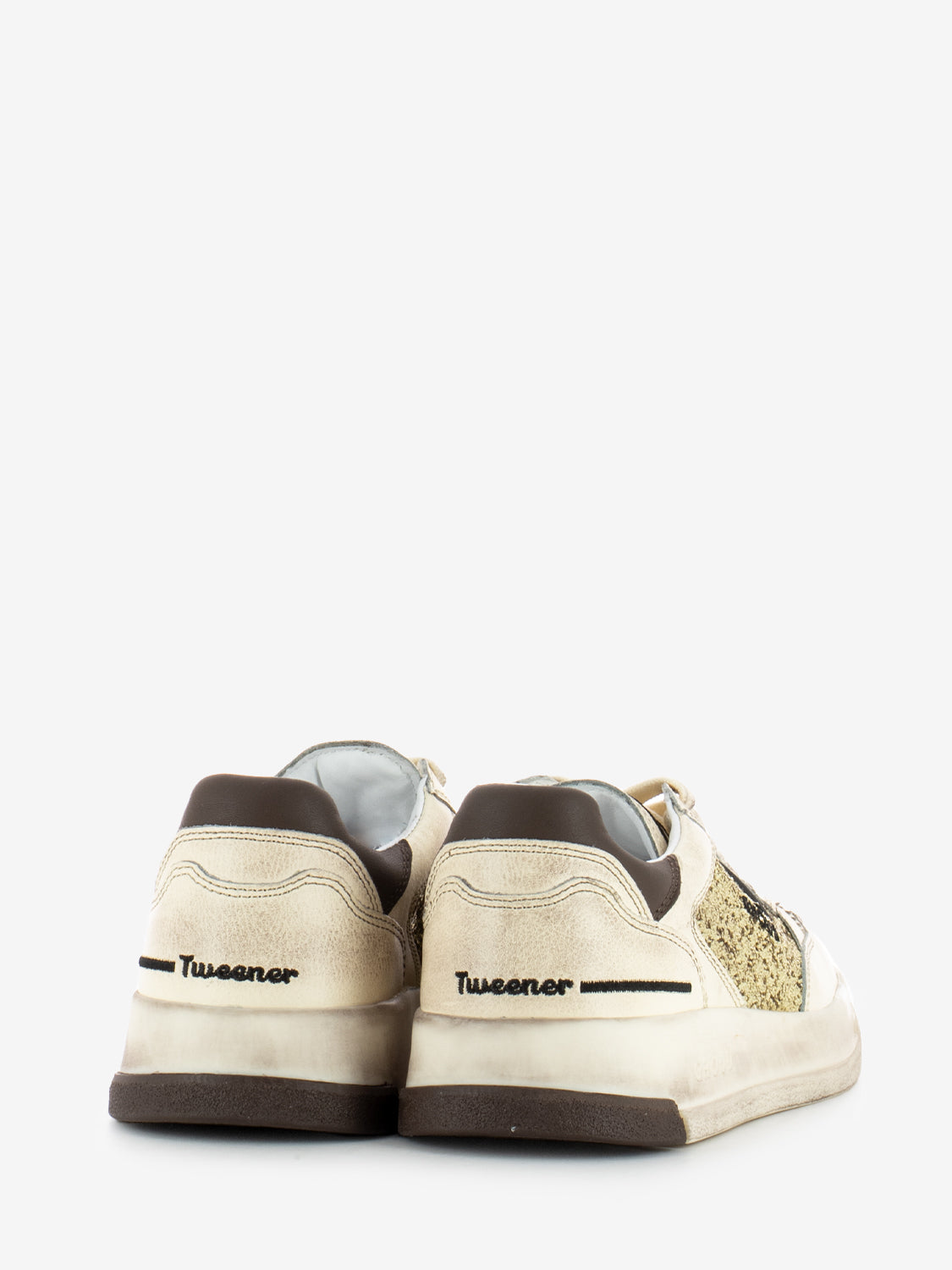 Sneakers Tweener brushed leather glitter gold