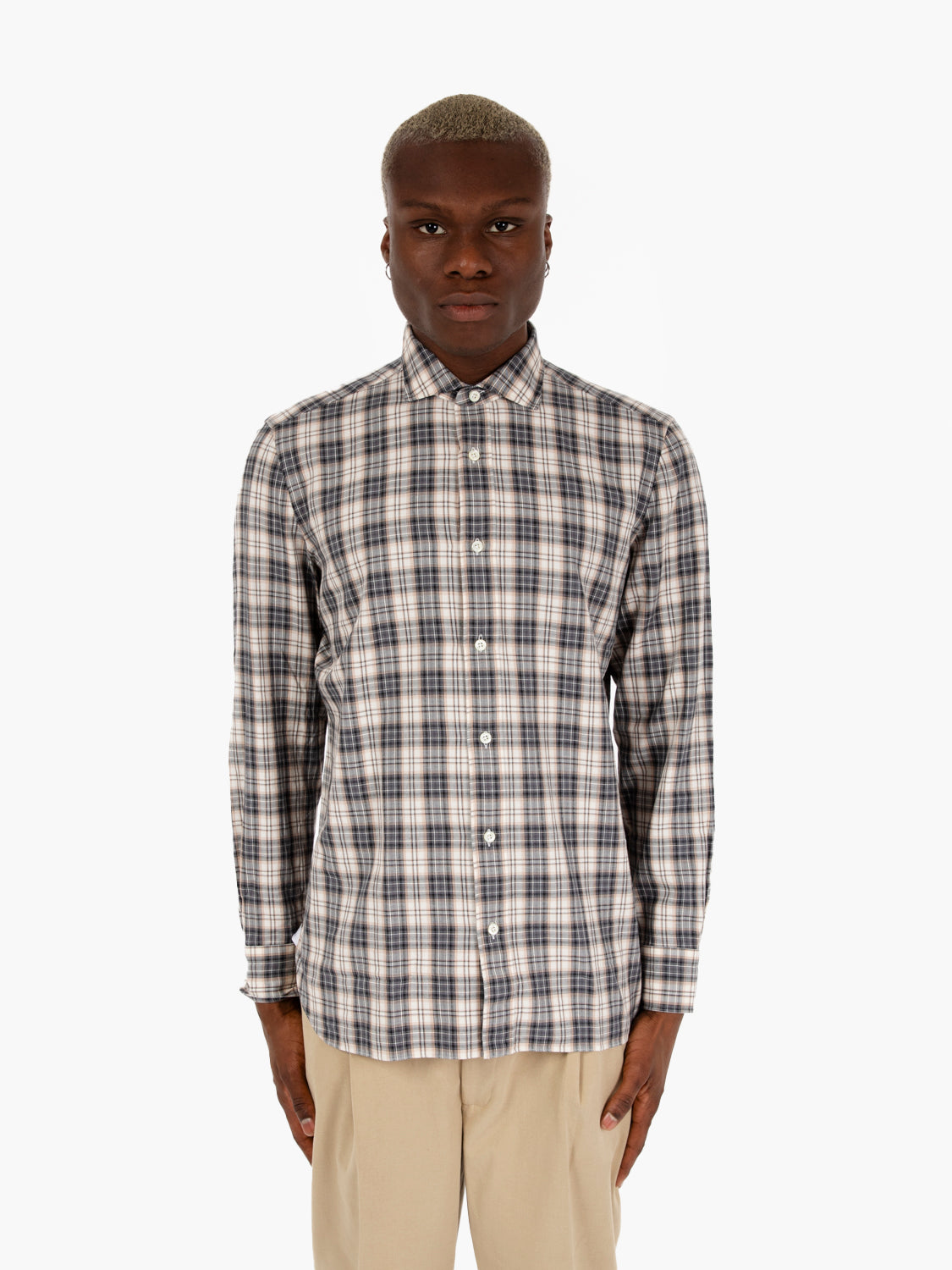 Camicia a quadri blu / beige