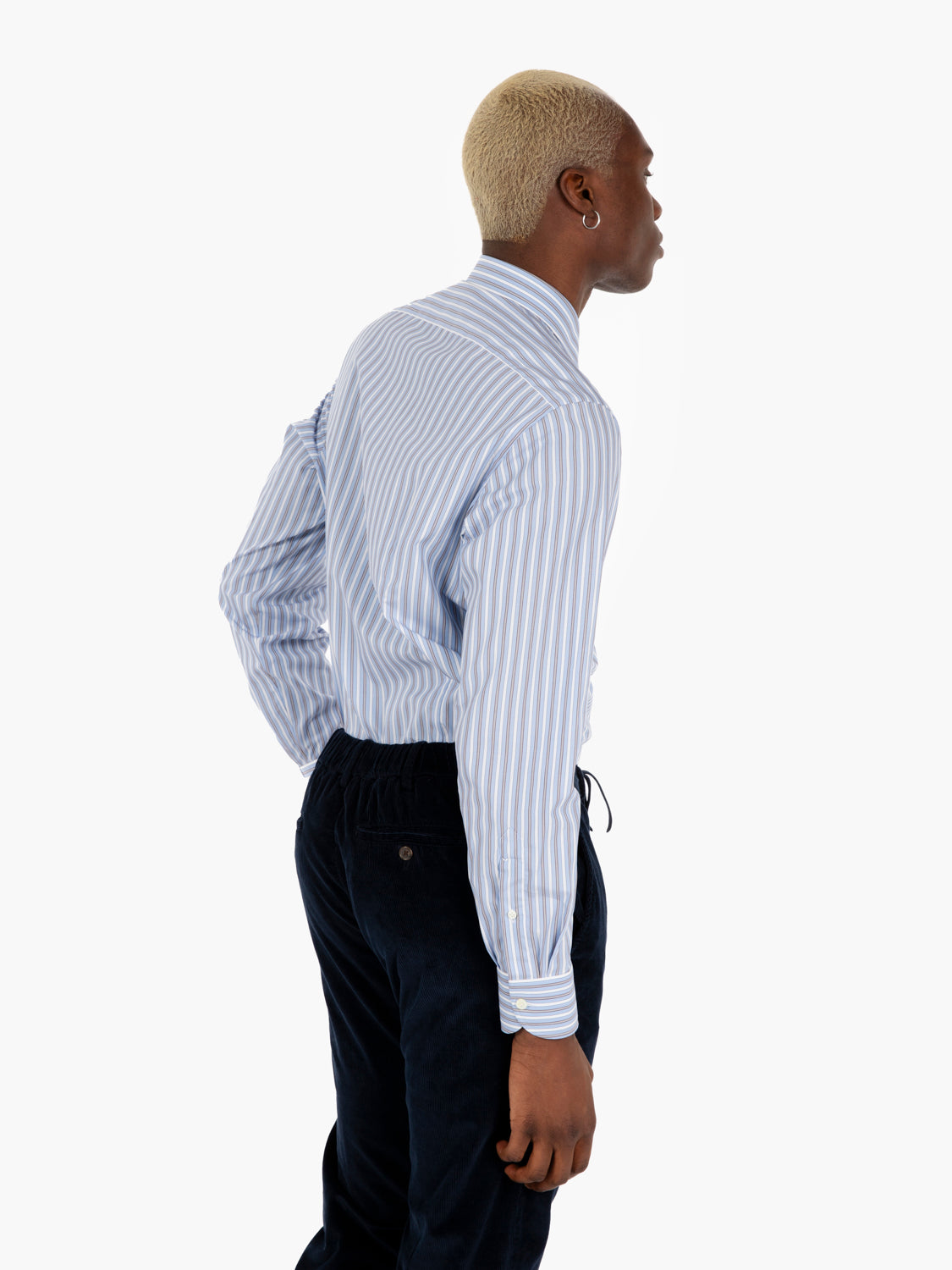 Camicia a righe azzurre / marroni / bianche