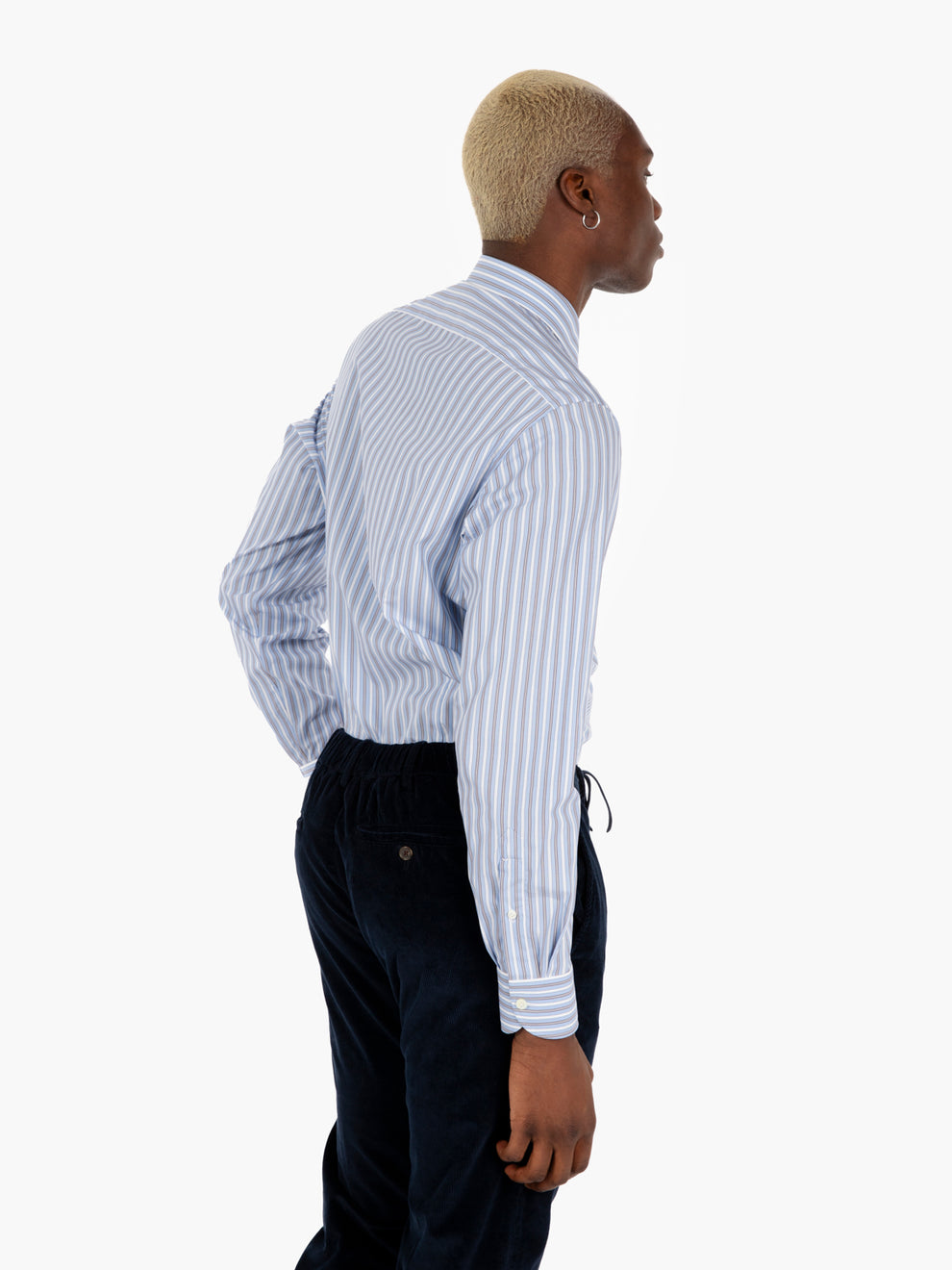 Camicia a righe azzurre / marroni / bianche