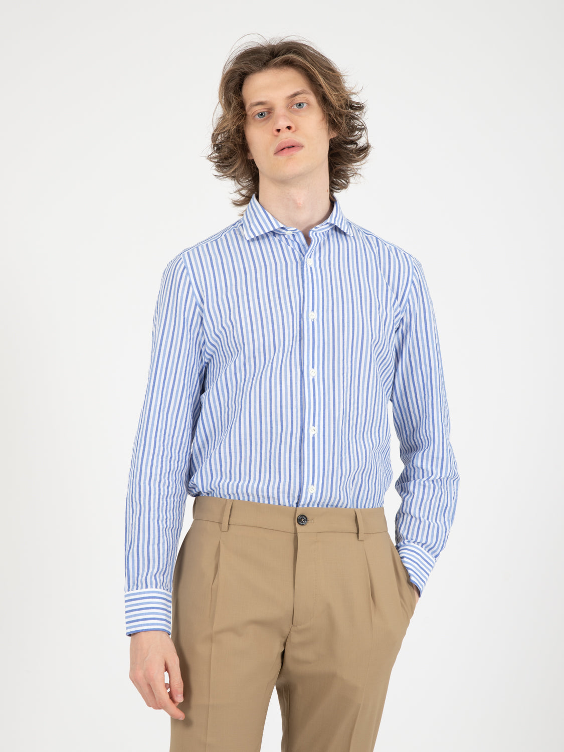 Camicia a righe bianco / blu / azzurro