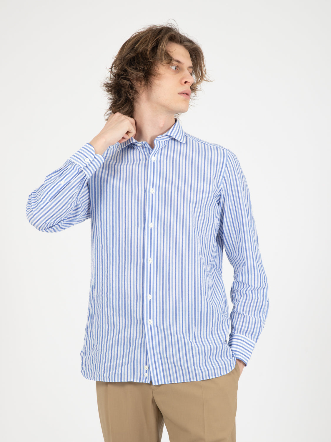 Camicia a righe bianco / blu / azzurro