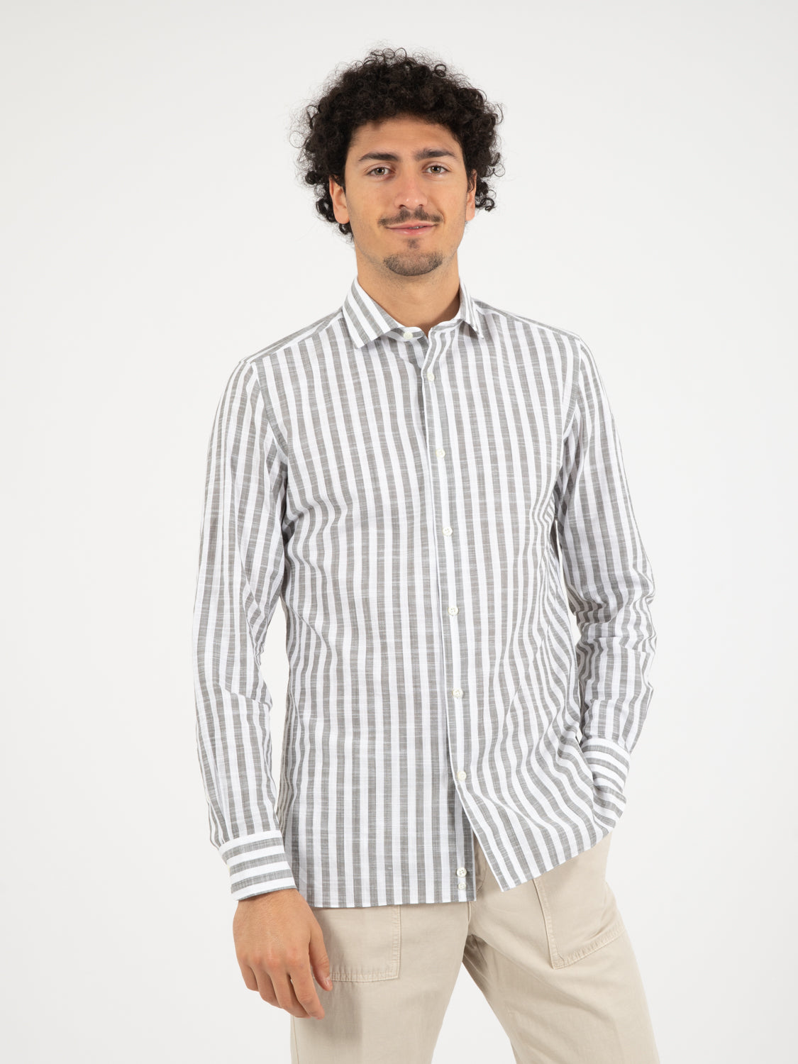 Camicia a righe bianco / verde