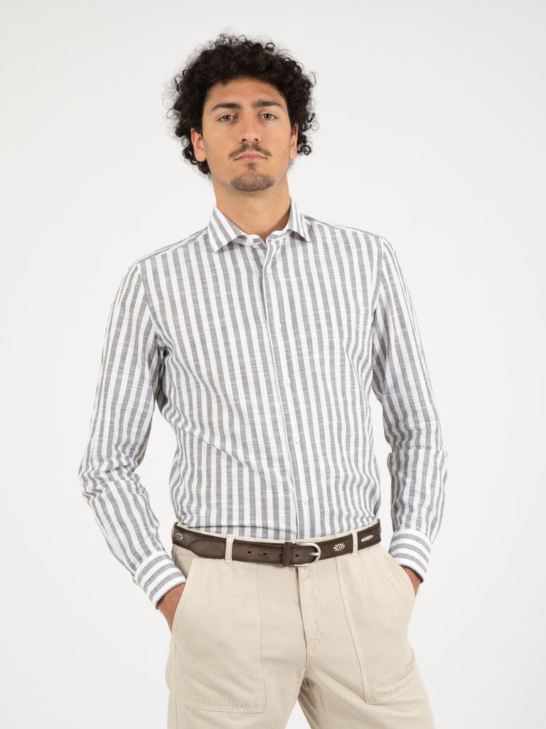 GIAMPAOLO - Camicia a righe bianco / verde