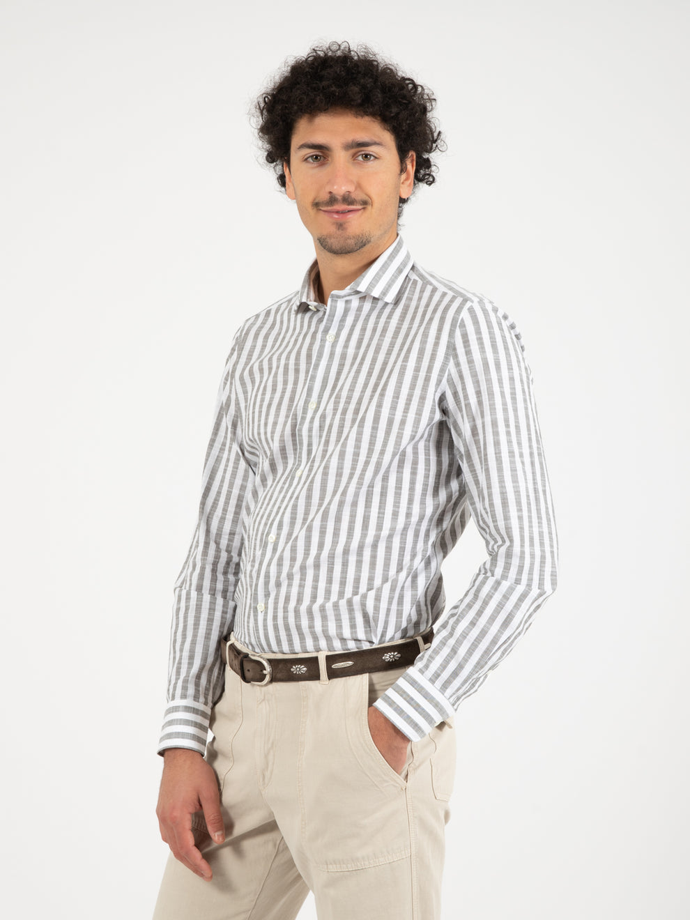Camicia a righe bianco / verde