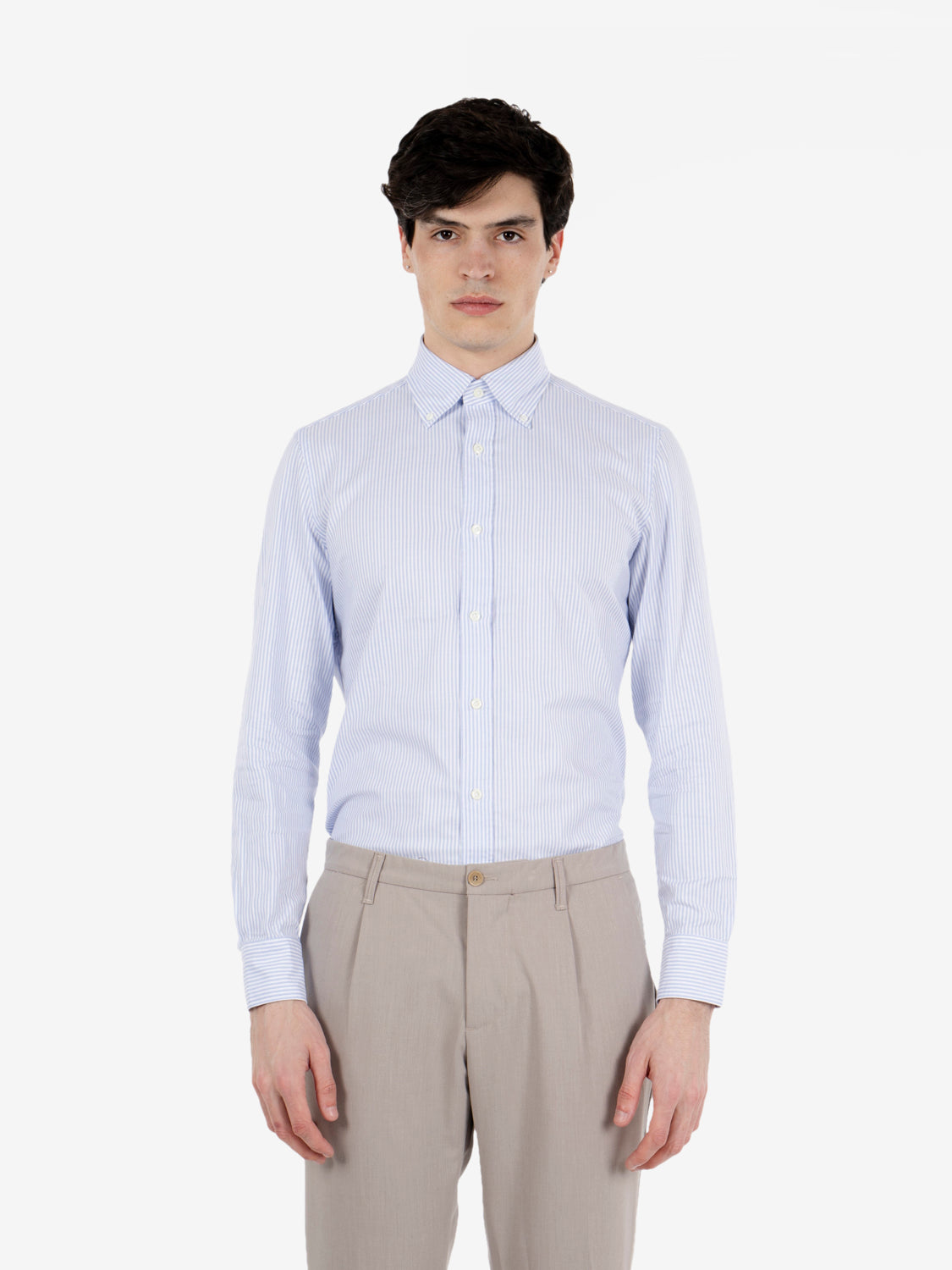 Camicia button-down a righe azzurro