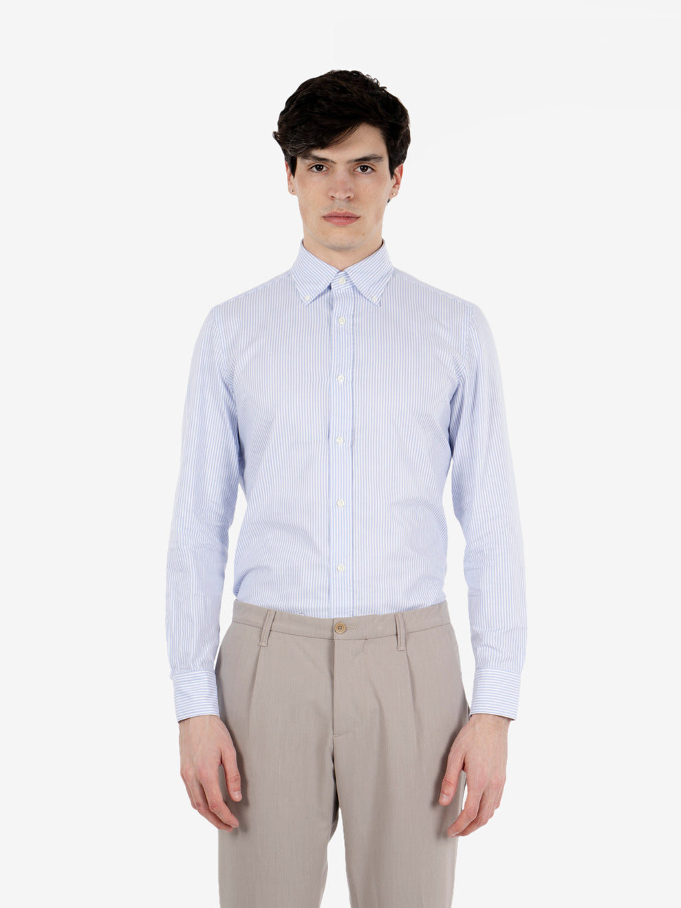 Camicia button-down a righe azzurro