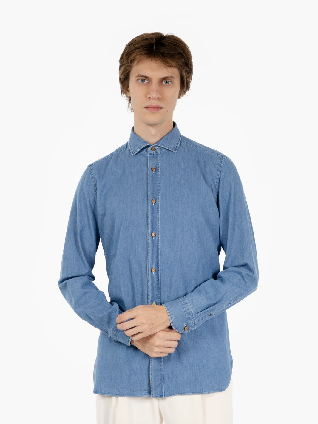 Camicia classic con bottoni cocco denim chiaro