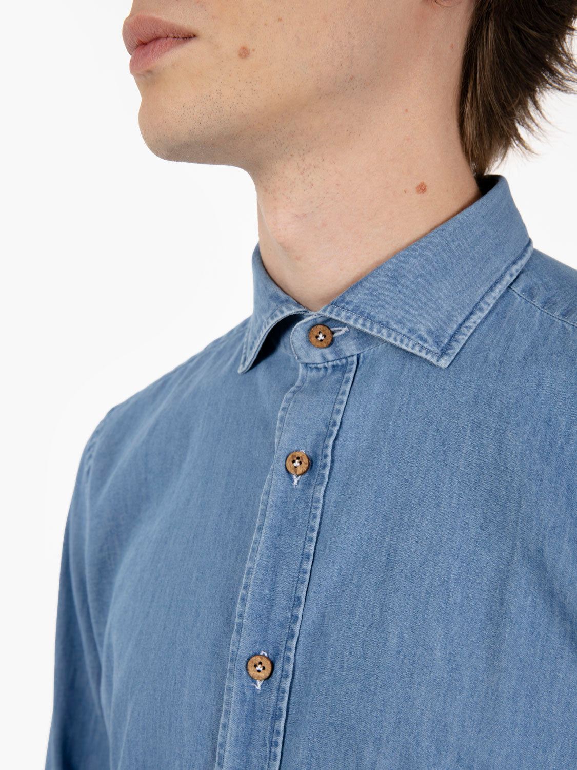 Camicia classic con bottoni cocco denim chiaro