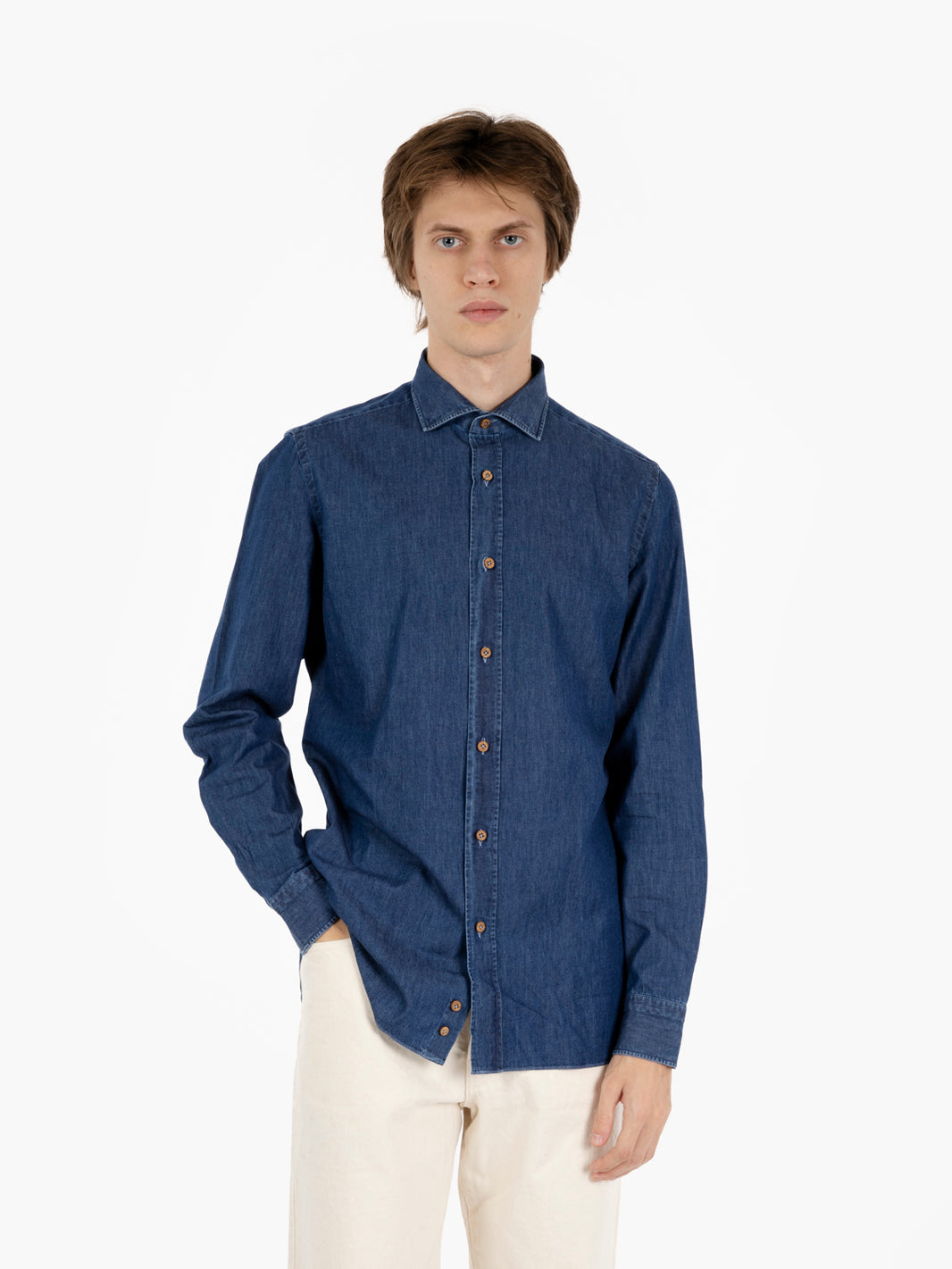 Camicia classic con bottoni cocco denim scuro