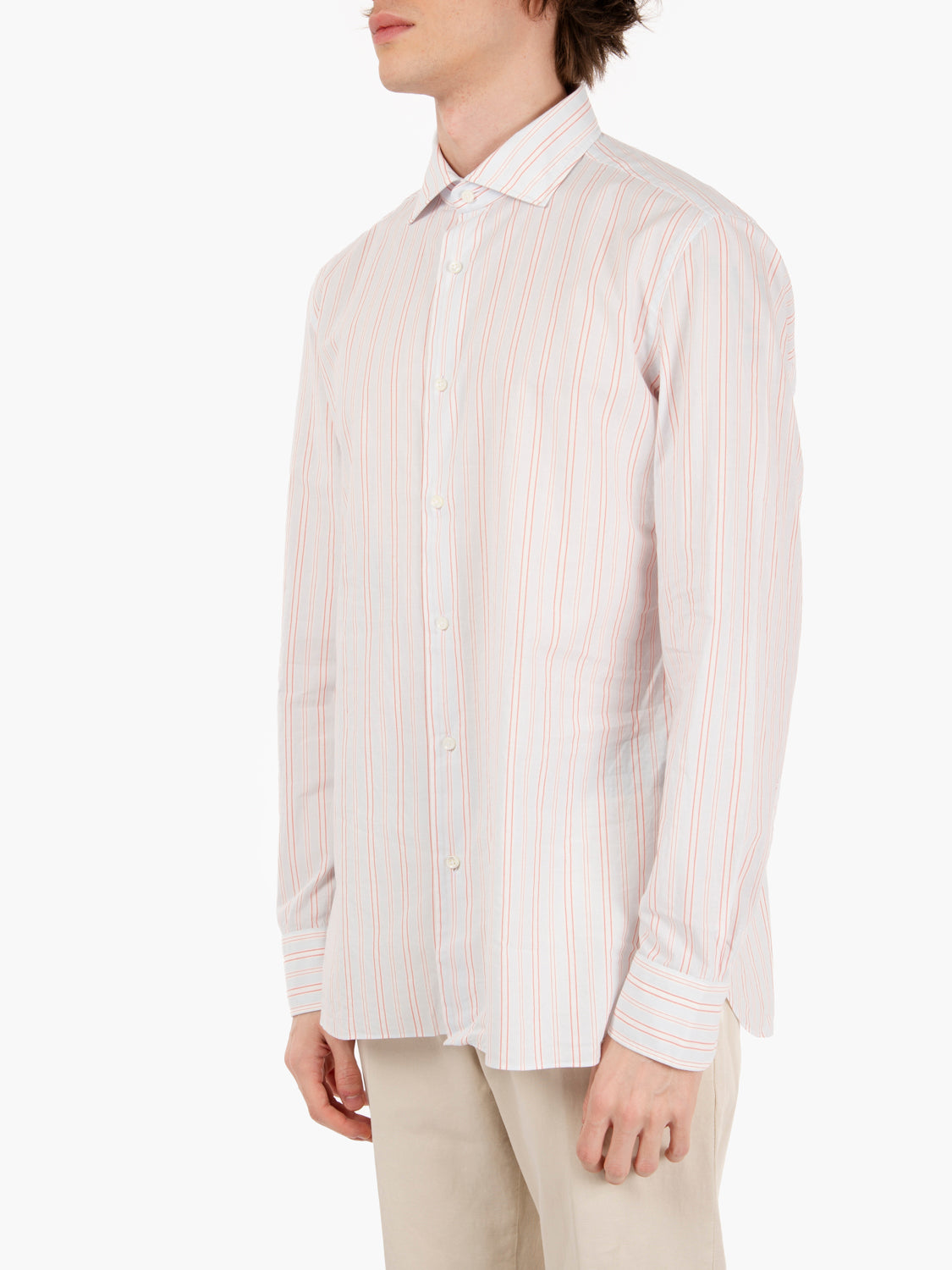 Camicia fantasia a righe azzurro / rosso
