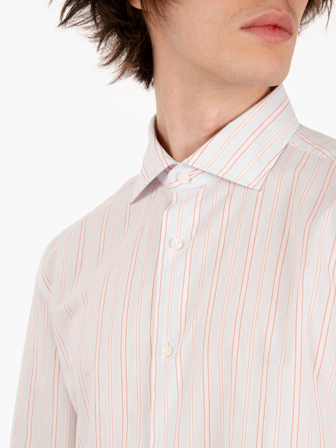 Camicia fantasia a righe azzurro / rosso