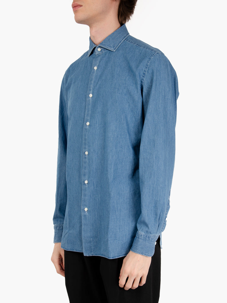 GIAMPAOLO - Camicia in denim blu