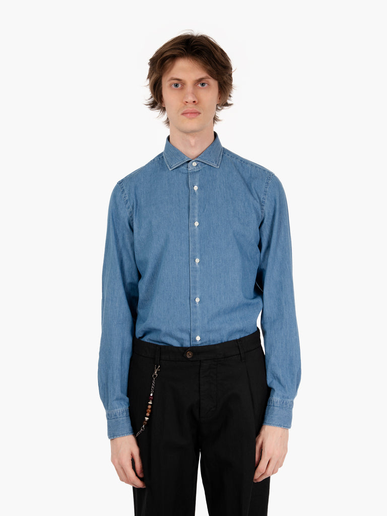 GIAMPAOLO - Camicia in denim blu