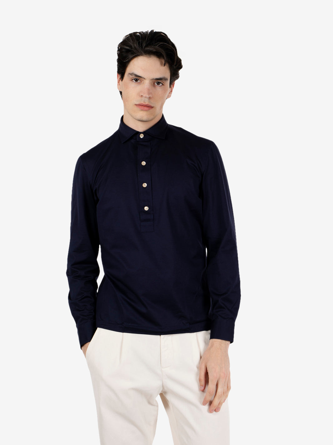 Camicia polo handmade blu