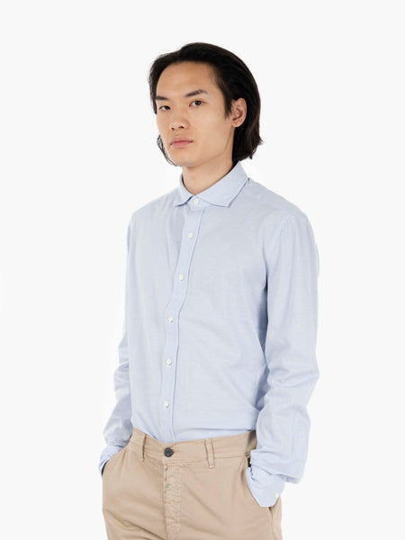 Camicia punto piquet cotone azzurro