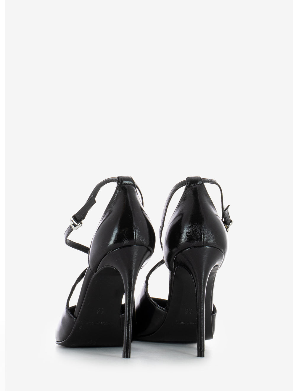 Dècolletè in pelle con incrocio nero