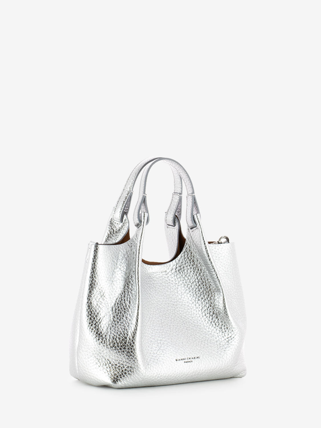 Dua handbag in silver / caramel leather