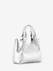 GIANNI CHIARINI - Borsa a mano Dua in pelle silver / caramello