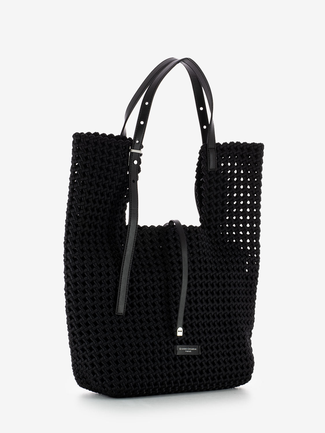 Borsa Ava in tessuto intrecciato nero